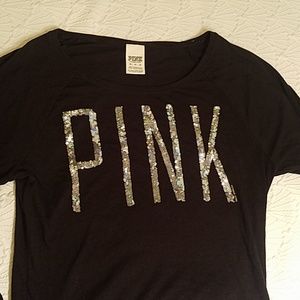 Victoria's Secret PINK black long sleeved T shirt